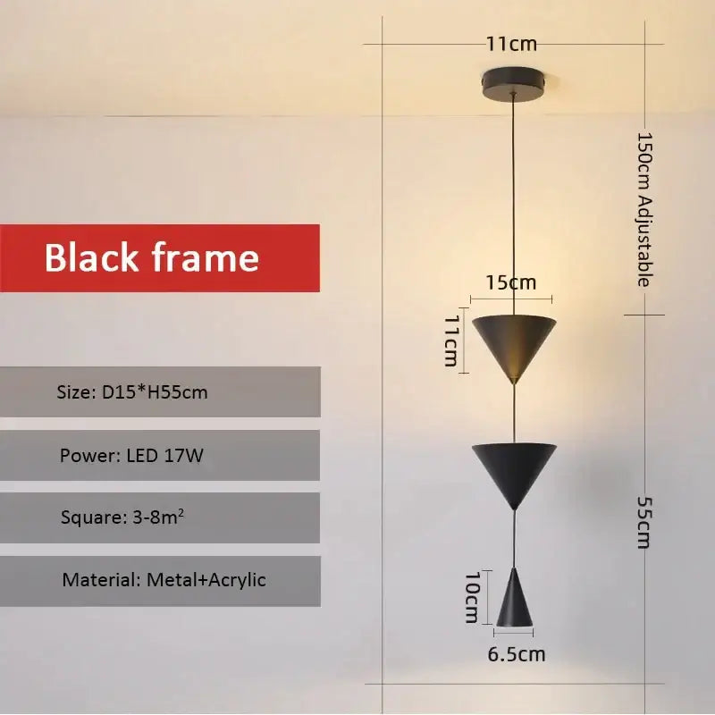 Modern matte bronze triple triangle led pendant – dining room