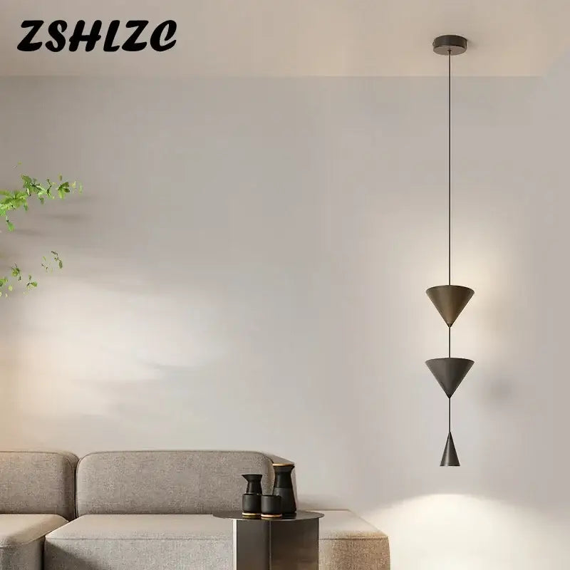 Modern matte bronze triple triangle led pendant – dining room
