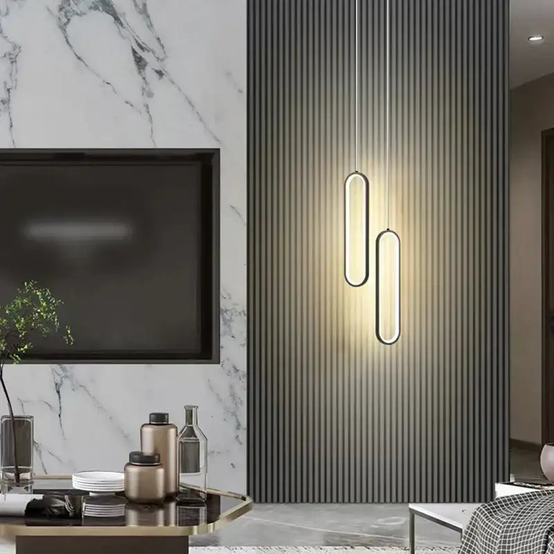 Modern minimalist black led pendant light for bedroom glow