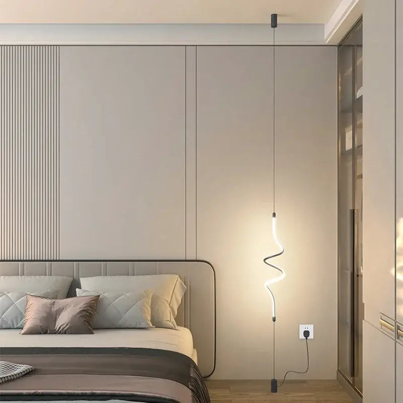 Modern minimalist black led pendant light for living room
