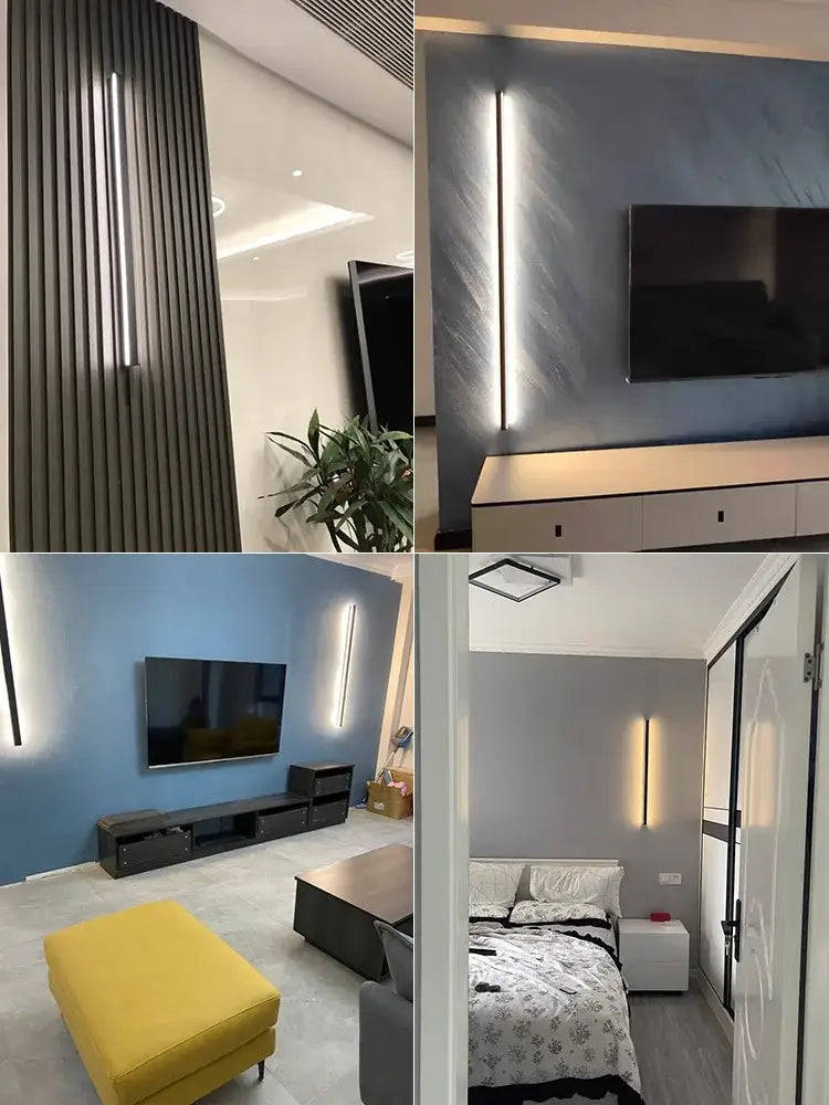 Modern minimalist black led wall lamp for bedroom ambient lighting