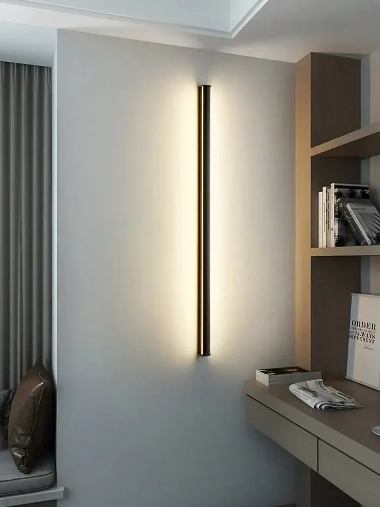 Modern minimalist black led wall lamp for bedroom ambient lighting