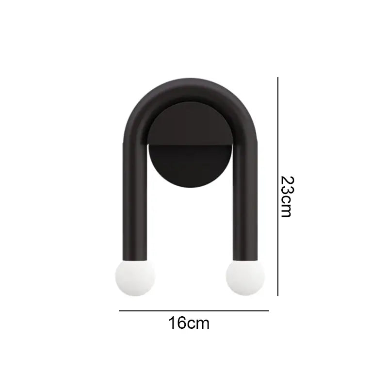 Modern black led wall lamp living room u-shaped dual sphere sconce