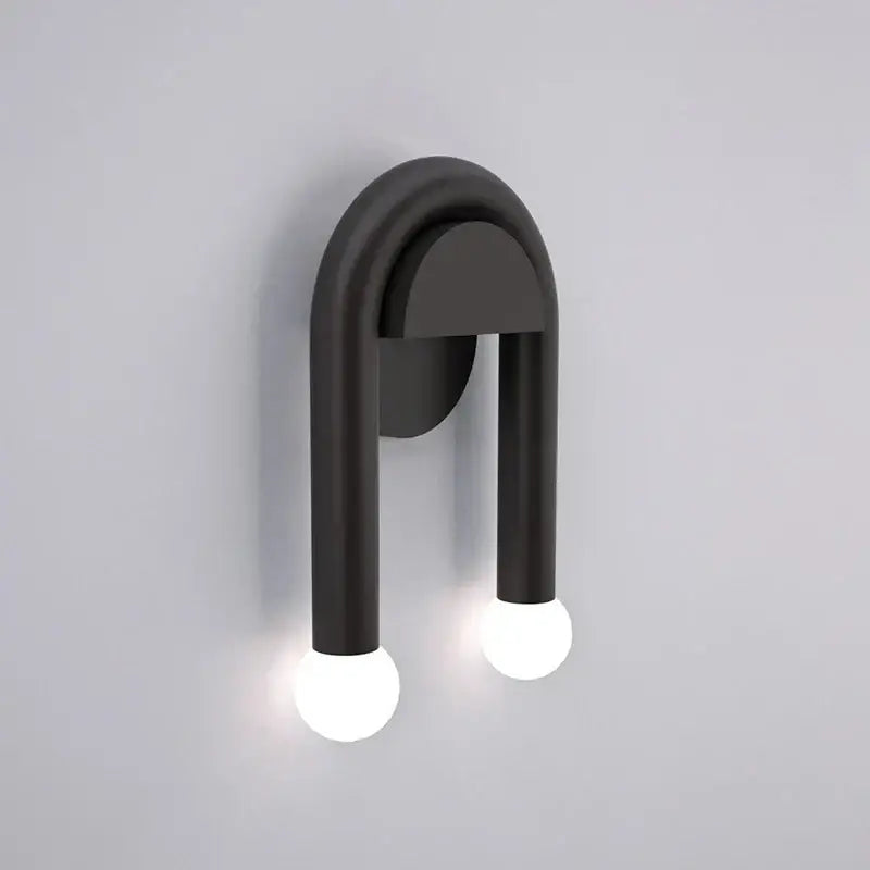 Modern black led wall lamp living room u-shaped dual sphere sconce