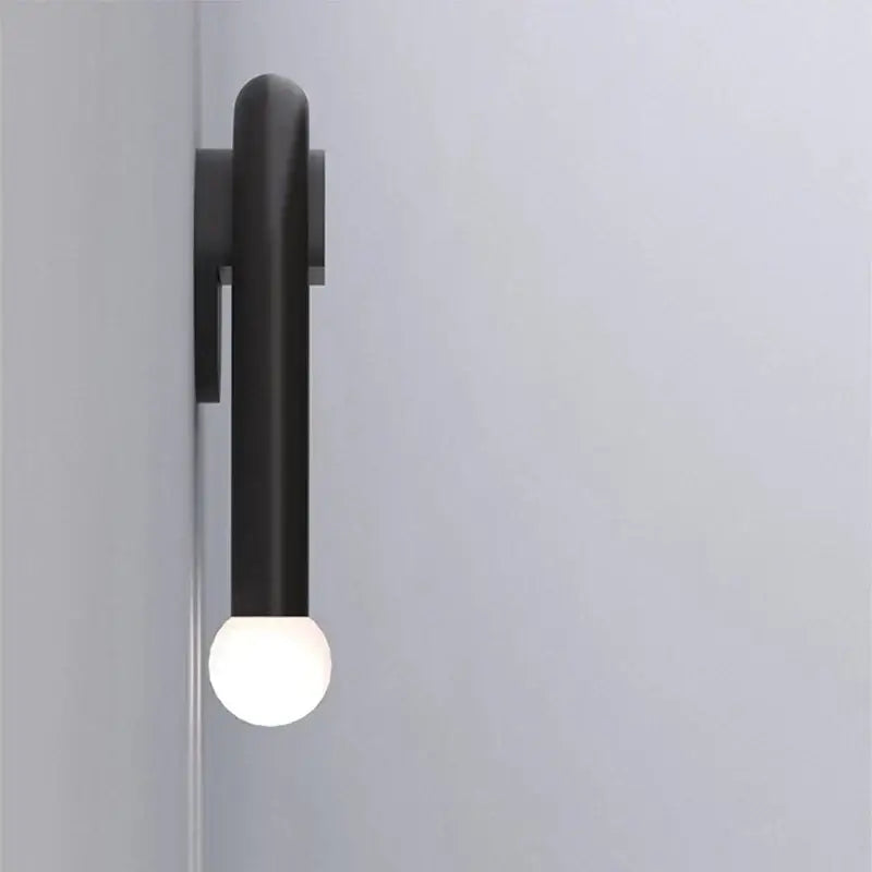 Modern black led wall lamp living room u-shaped dual sphere sconce