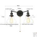 Industrial black led wall sconce with glass shades for bedroom