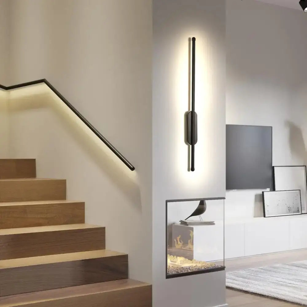Minimalist black led wall sconce bedroom telescopic light fixture