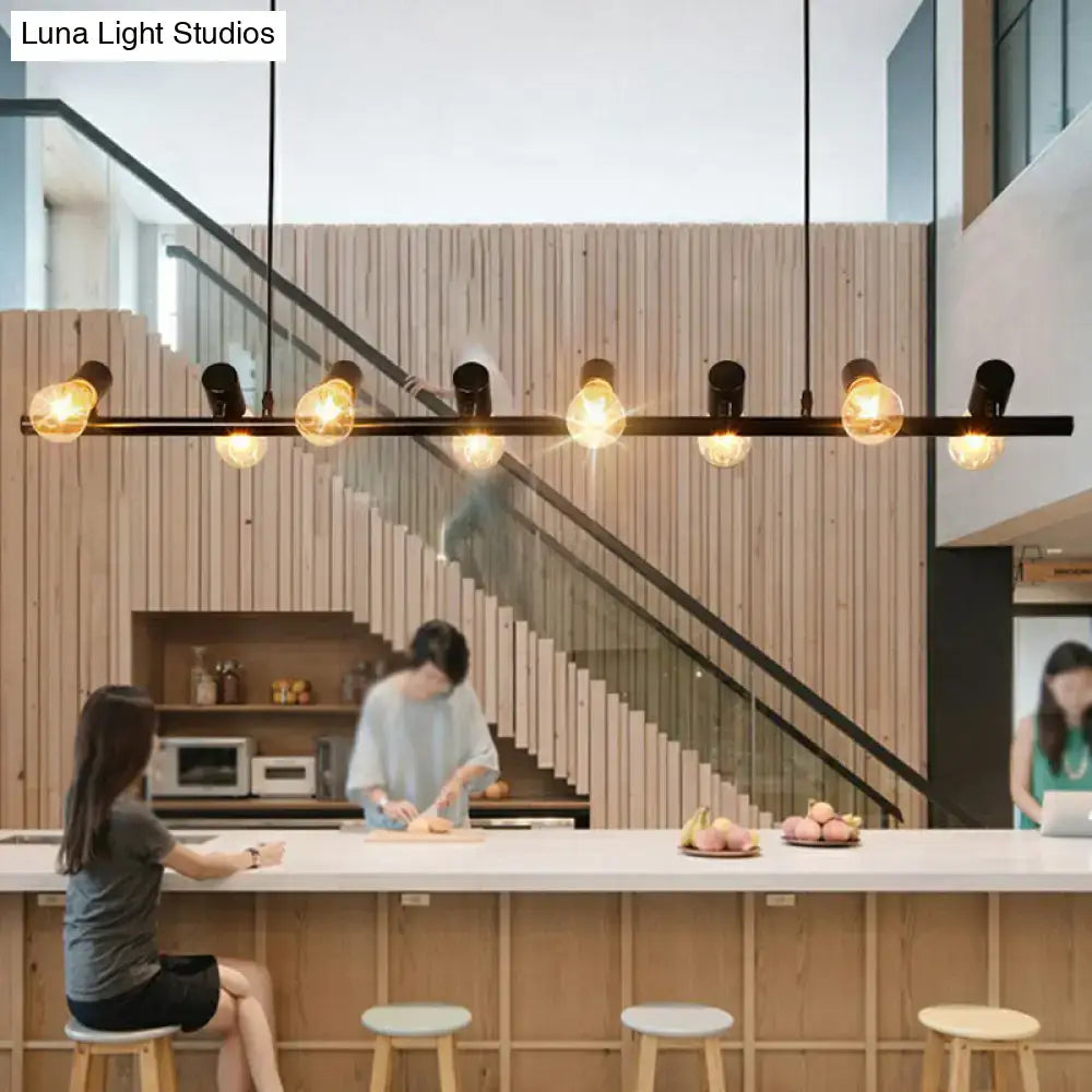 Industrial black linear island pendant light kitchen edison bulbs