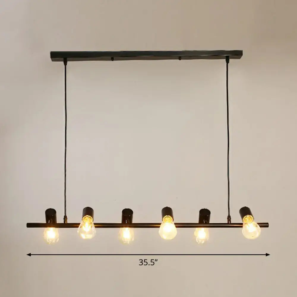 Industrial black linear island pendant light kitchen edison bulbs