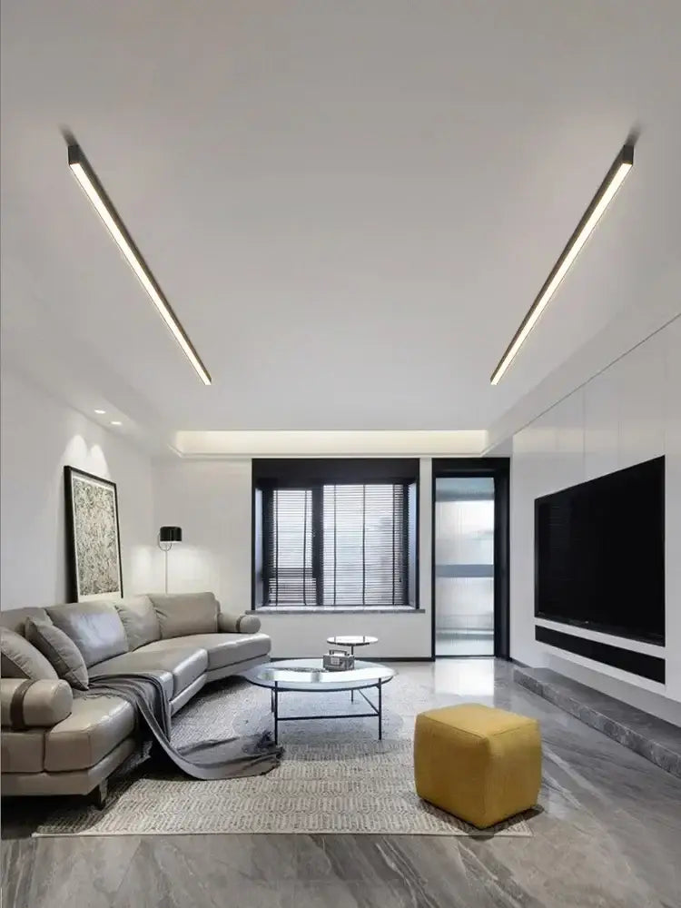 Modern black linear led ceiling lamp for living room