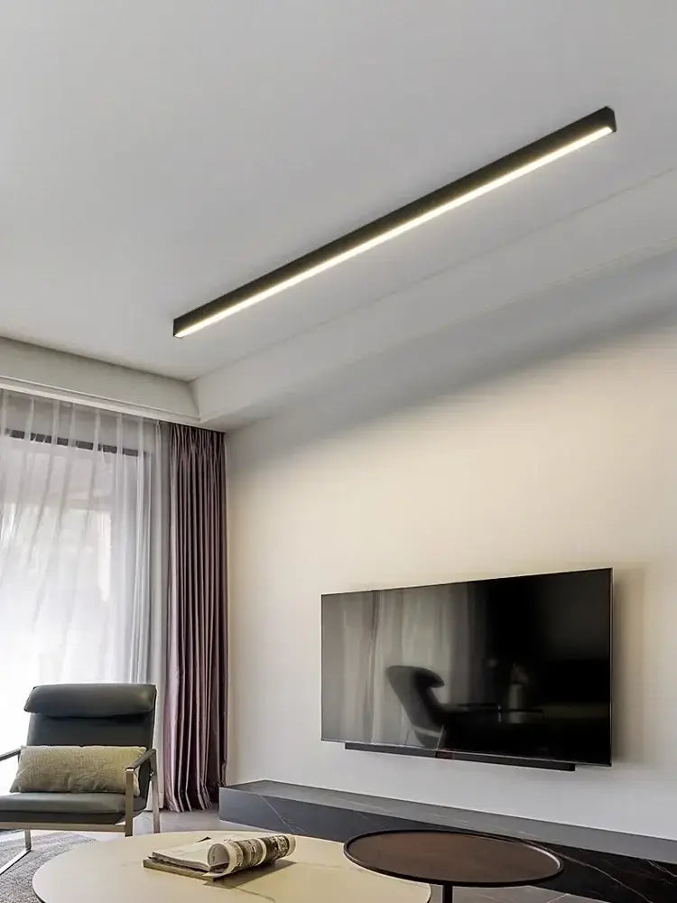 Modern black linear led ceiling lamp for living room