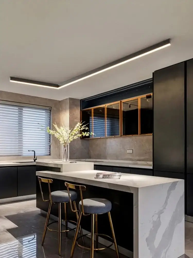Modern black linear led ceiling lamp for living room