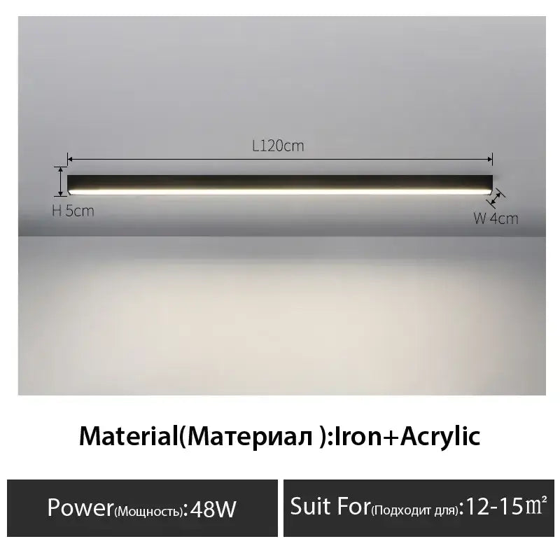 Minimalist black linear led ceiling light – living room 2 pack