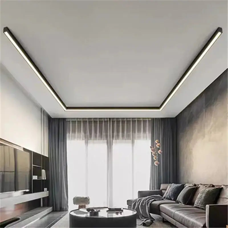 Minimalist black linear led ceiling light – living room 2 pack