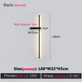 Modern minimalist black long strip wall lamp for bedroom integrated led