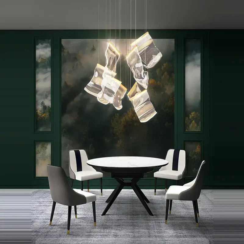Modern black love chandelier mesh pendant light for dining room