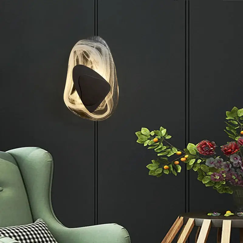 Decorbites black luxury led wall light bedroom glass sconce