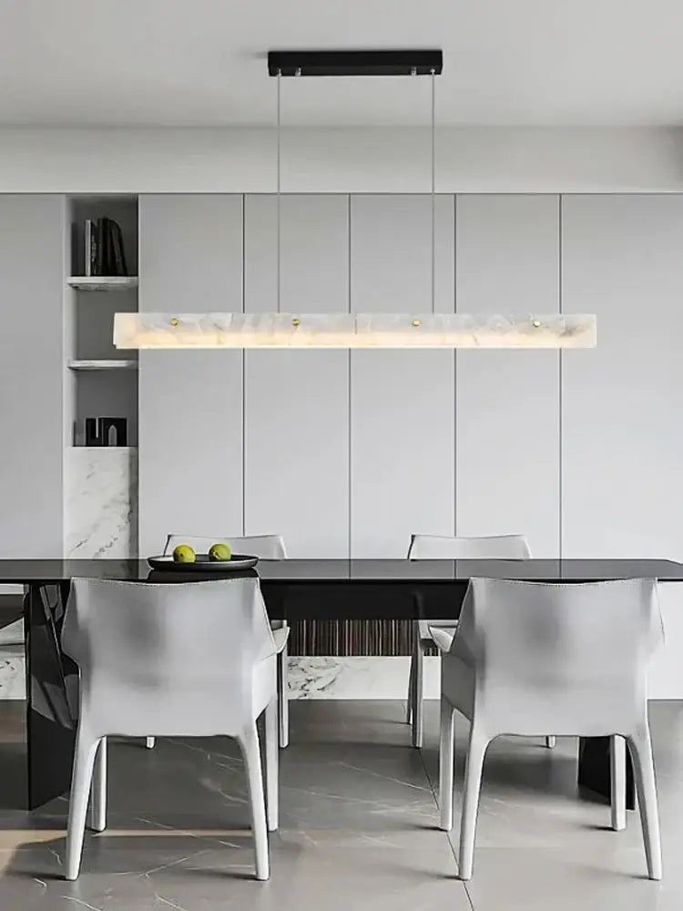 Modern black marble pendant chandelier – dining room rectangular light