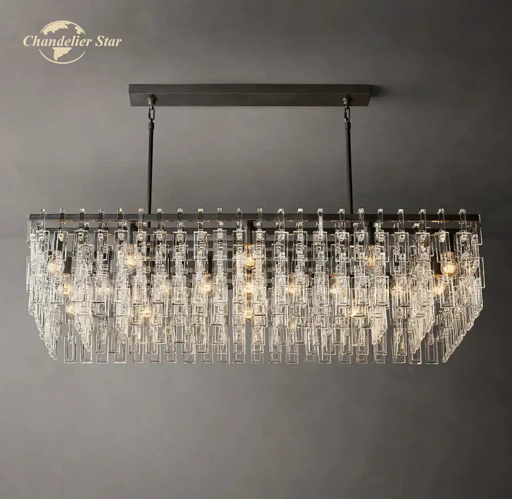 Modern black marignan crystal rectangular chandelier dining room
