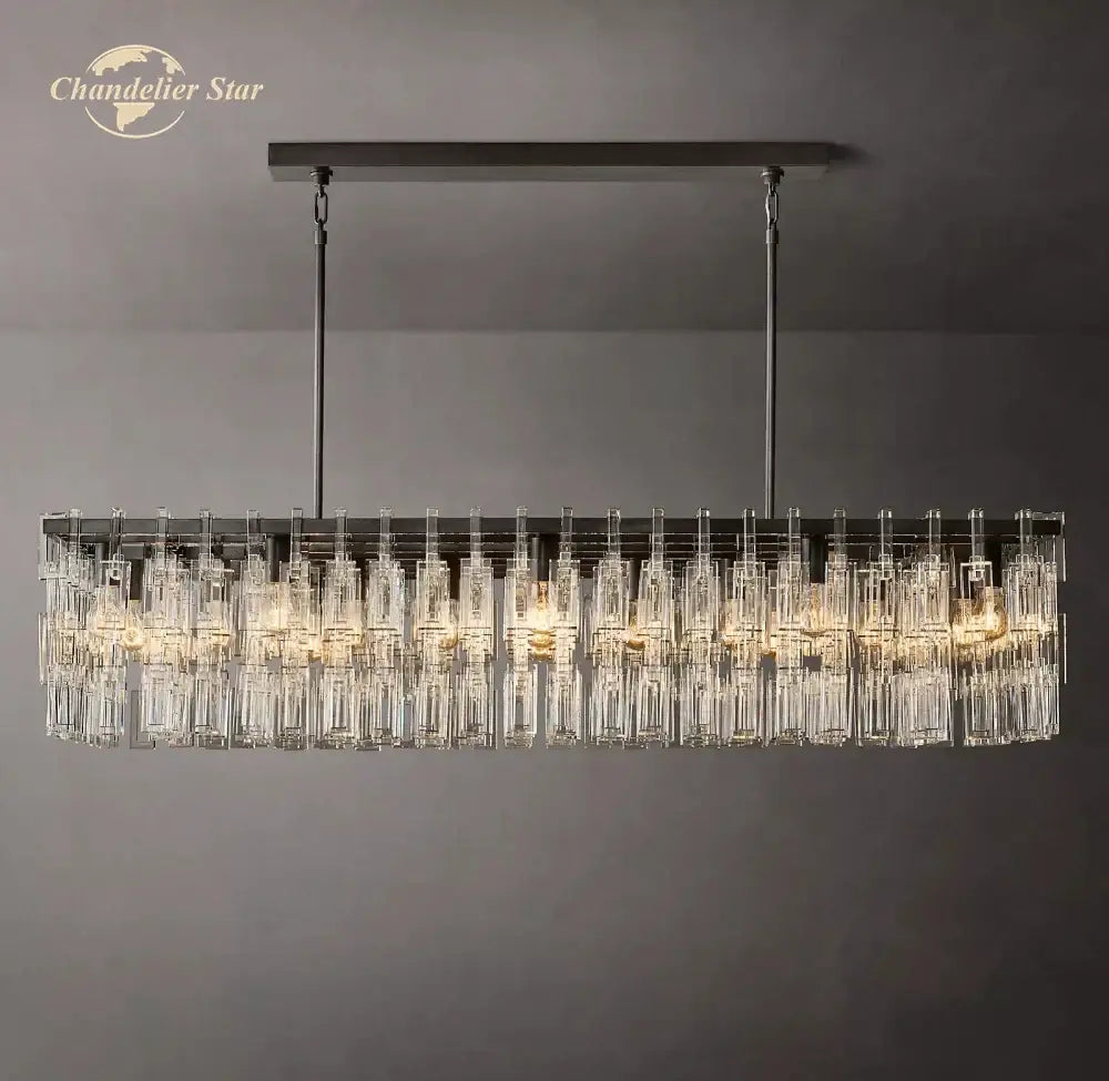 Modern black marignan crystal rectangular chandelier dining room
