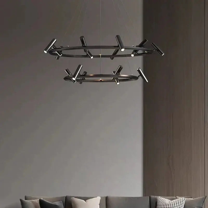 Decorbites black metal chandelier minimalist dining room led light