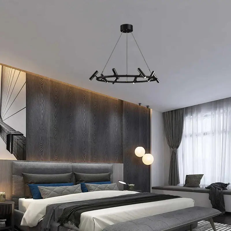 Decorbites black metal chandelier minimalist dining room led light