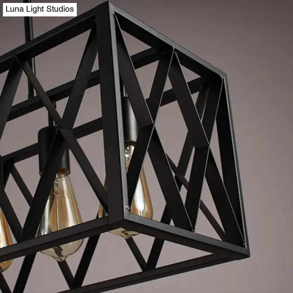Industrial black metal suspension pendant light for dining room