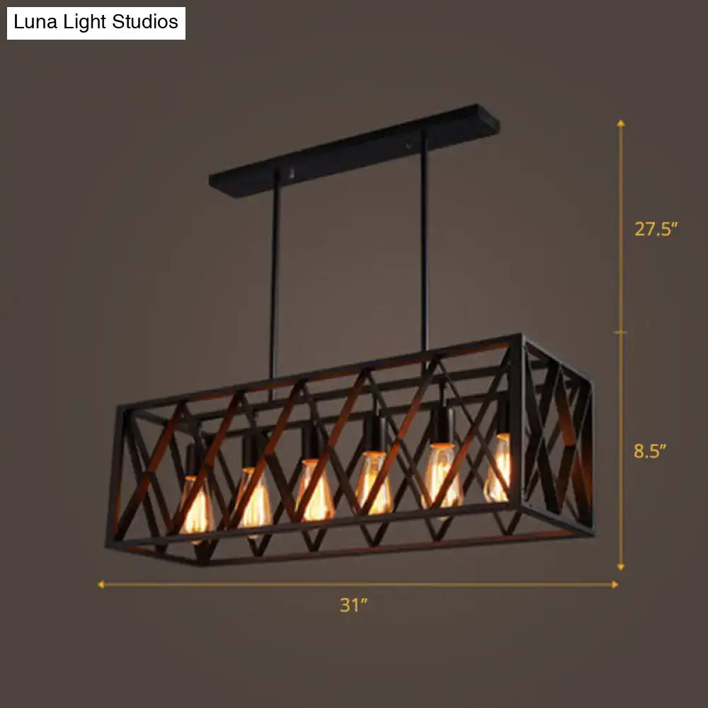 Industrial black metal suspension pendant light for dining room