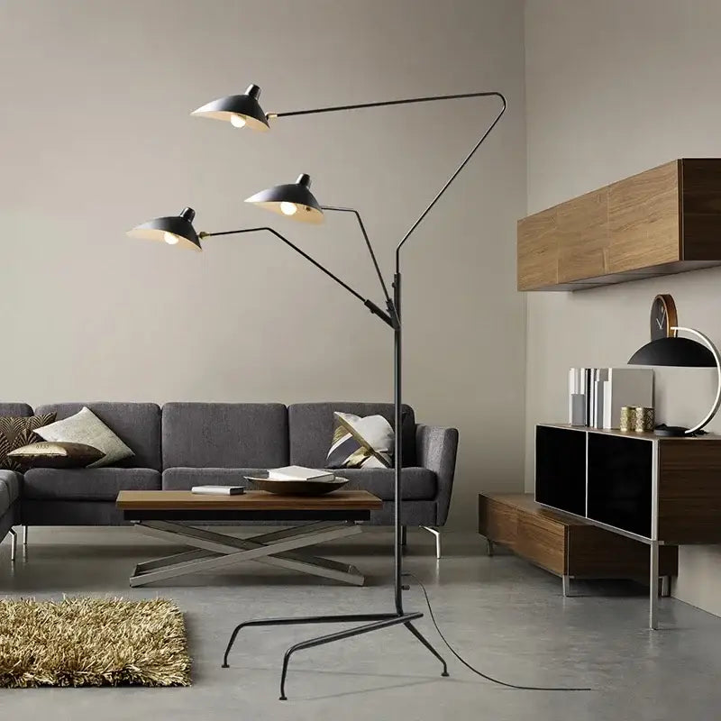 Decorbites black nordic floor lamp with 3 adjustable arms living room