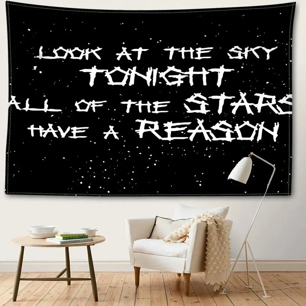 Decorbites black sky art tapestry bedroom starry wall decor