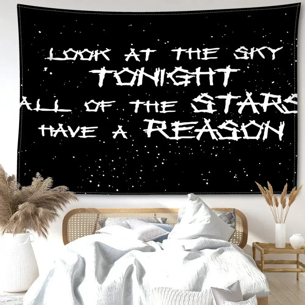 Decorbites black sky art tapestry bedroom starry wall decor