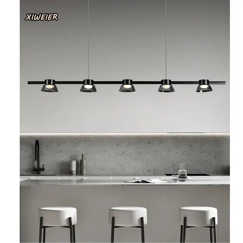 Decorbites black strip chandelier 5 light living room pendant light