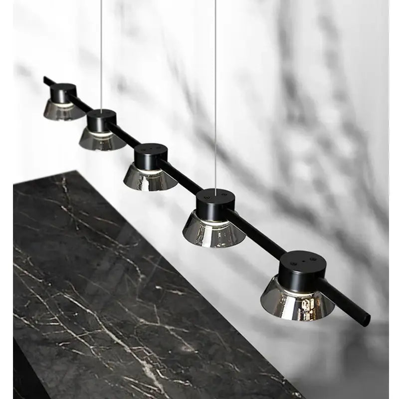 Decorbites black strip chandelier 5 light living room pendant light