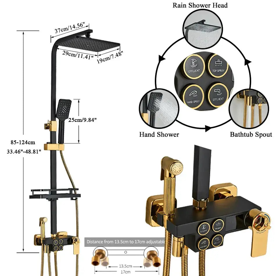 Decorbites black thermostatic digital shower faucet set for bathroom