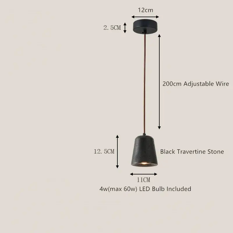 DecorBites™ Black Travertine LED Pendant Lamp for Dining Living Room Bedroom and Cafe