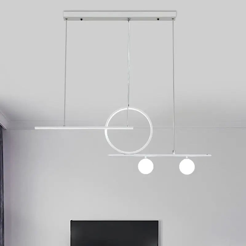 Modern black & white bar and circle suspension light for dining room
