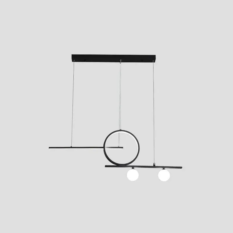 Modern black & white bar and circle suspension light for dining room