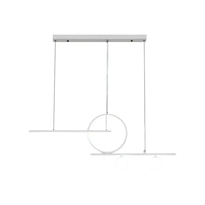 Modern black & white bar and circle suspension light for dining room