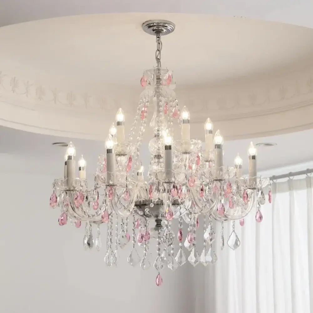 DecorBites™ Blue Crystal Chandelier: Luxury E14 Pendant Lights for Living Room and Bedroom