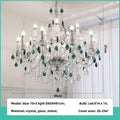 DecorBites™ Blue Crystal Chandelier: Luxury E14 Pendant Lights for Living Room and Bedroom