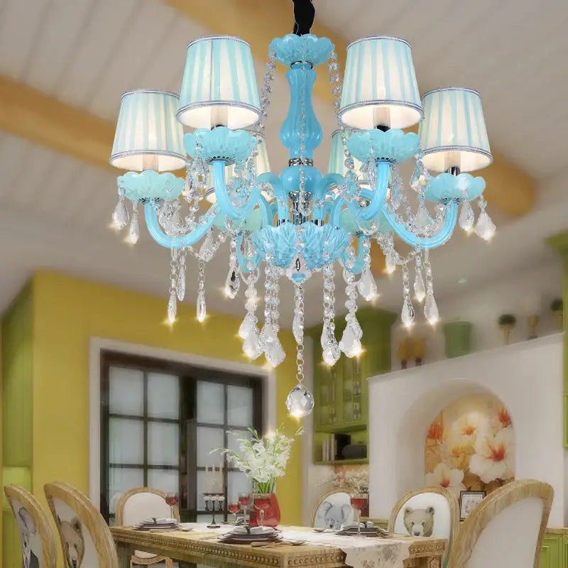 Decorbites blue crystal lamp candle chandelier for living room