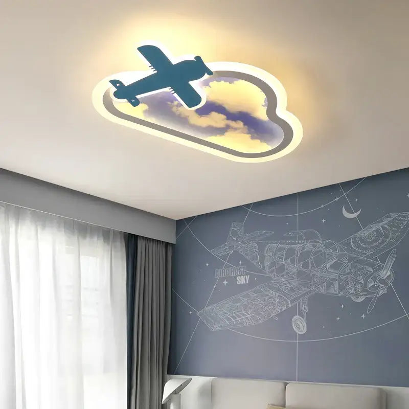 Decorbites blue sky airplane chandelier kids bedroom dimmable light