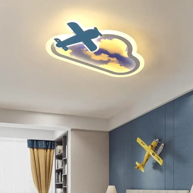 Decorbites blue sky airplane chandelier kids bedroom dimmable light