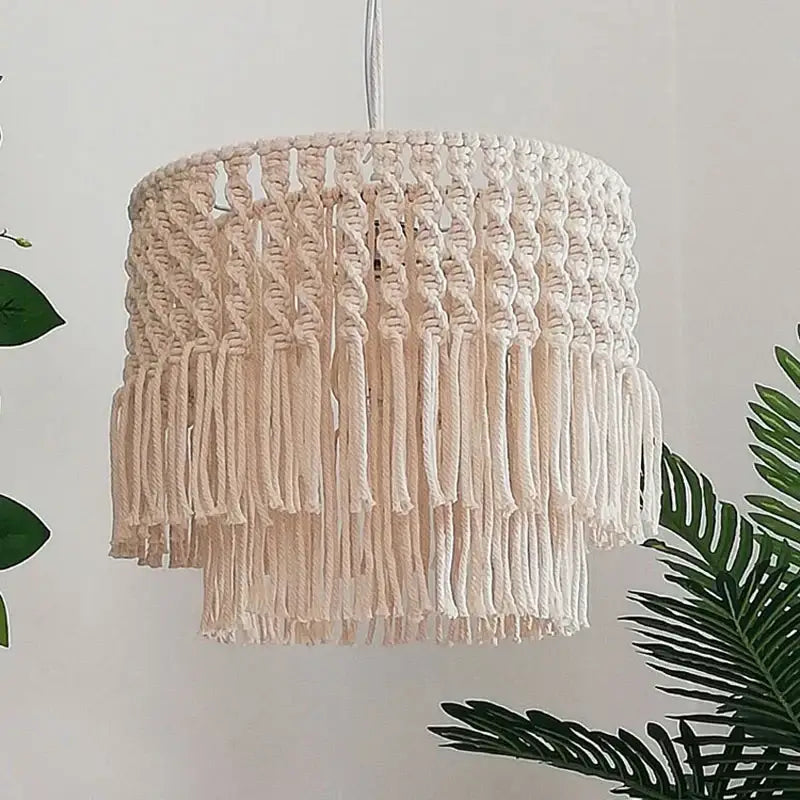Bohemia cotton rope chandelier cream macrame dining room pendant light
