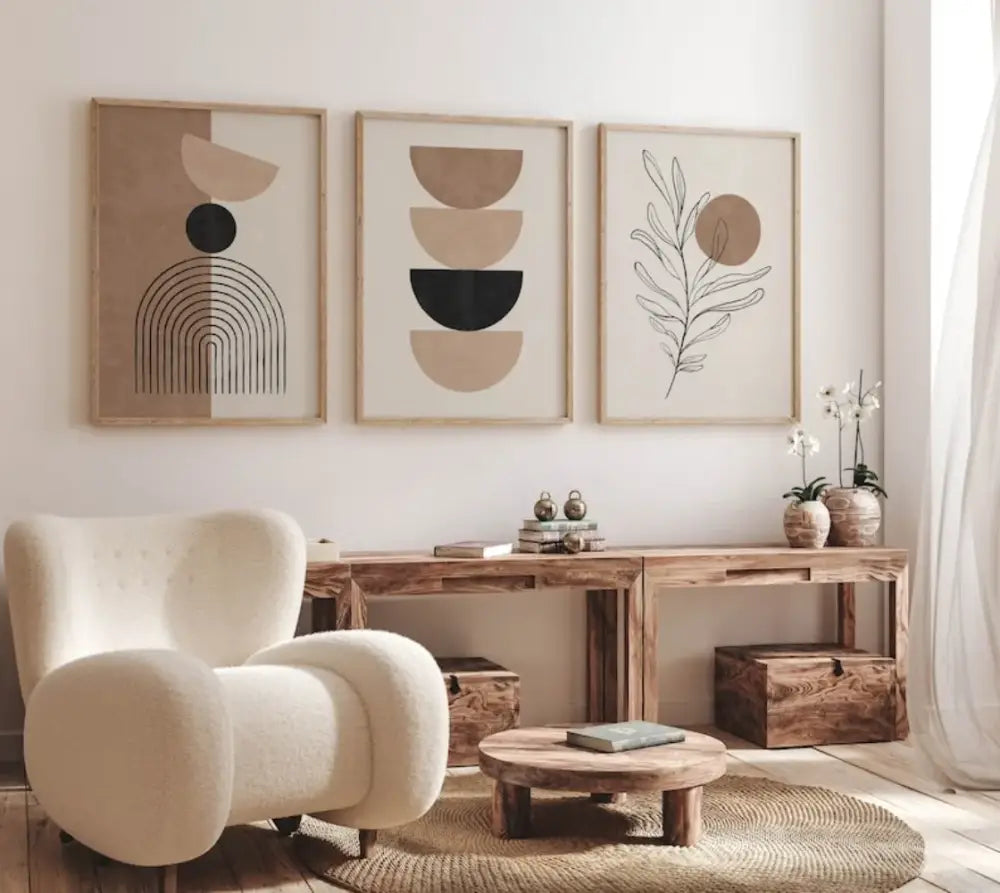 Modern bohemia white ceramic vase wall art set living room