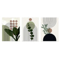 Bohemian green leaves framed wall art trio – living room decor