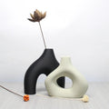 Bohemian black & off-white ceramic vase set living room decor
