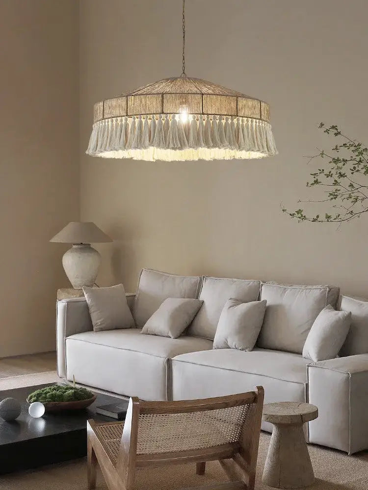 DecorBites™ Bohemian Tassel Chandelier: Handmade Nordic Pendant Lamp for Bedroom, Living Room, Kitchen