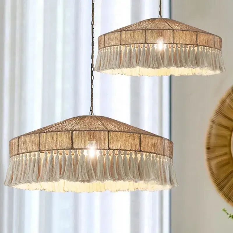 DecorBites™ Bohemian Tassel Chandelier: Handmade Nordic Pendant Lamp for Bedroom, Living Room, Kitchen