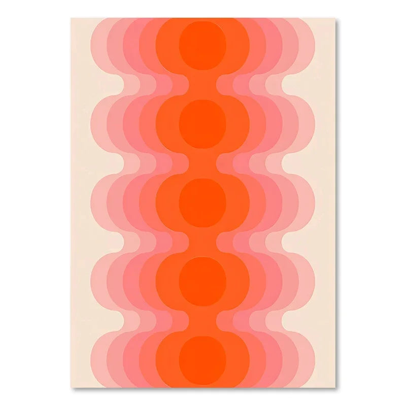 Retro boho sunset art prints peach & orange living room decor